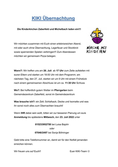 KIKI Übernachtung